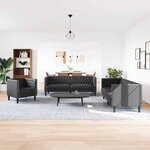 vidaXL Ensemble de Canapés 3 Pièces Noir 194 x 74.5 x 70.5 cm Faux cuir