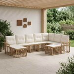 vidaXL Ensemble de canapés d'extérieur 9 Pièces Blanc Naturel et Crème