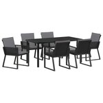 vidaXL Ensemble de salle à manger pour jardin 7 Pièces Noir