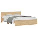vidaXL Cadre de lit avec tête de lit et LED chêne sonoma 160x200 cm