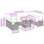 vidaXL Ensemble de Canapés de Jardin de 11 Pièces avec Coussins en Rattan Poly Marron