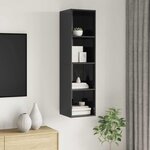 vidaXL Meuble TV mural Gris brillant 37x37x142 5 cm Bois d’ingénierie