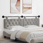 vidaXL Tête de lit suspendue Gris clair Velours