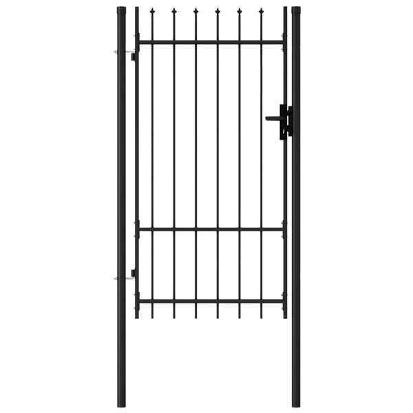 vidaXL Portillon simple porte avec dessus à pointe Acier 1x1 75 m Noir