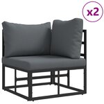 vidaXL Ensemble de canapé de jardin avec coussin 8 Pièces Noir Aluminium