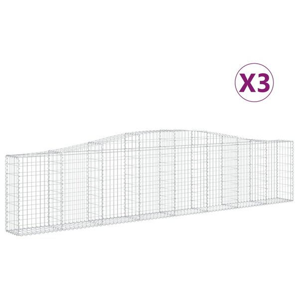 vidaXL Paniers à gabions arqués 3 Pièces 400x30x80/100 cm Fer galvanisé