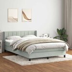 vidaXL Sommier à lattes de lit et matelas gris clair 160x220cm velours