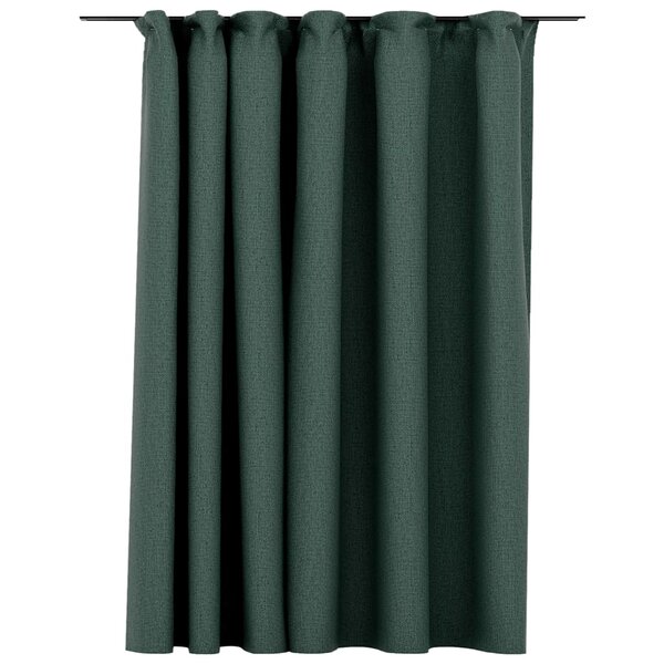vidaXL Rideau occultant d'aspect de lin avec crochets Vert 290x245 cm