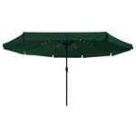 Parasol de jardin vidaXL avec LEDs ø395x245 cm Vert