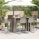 vidaXL Ensemble de bar de jardin 7 Pièces sans coussins gris poly rotin