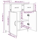 vidaXL Buffet haut Blanc 69 5x34x180 cm Bois d'ingénierie