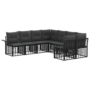 vidaXL Ensemble de canapés d'extérieur 8 Pièces Noir et Gris foncé