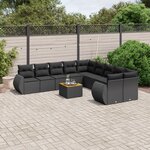 vidaXL Salon de jardin 11 Pièces avec coussins noir résine tressée