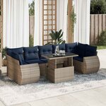 vidaXL Salon de jardin avec coussins 8 Pièces gris résine tressée acacia