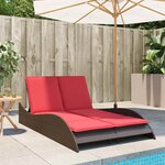 vidaXL Chaise longue avec coussins Marron 114 x 205 x 73 cm Résine tressée