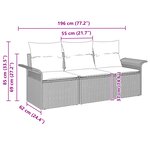 vidaXL Ensemble de 3 Canapés de Jardin avec Coussins Gris Rattan Poly