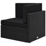 vidaXL Salon de jardin 7 Pièces avec coussins Noir Résine tressée