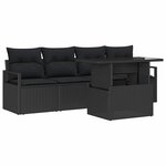 vidaXL Ensemble de canapé de jardin 5 Pièces Noir Poly rotin