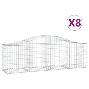 vidaXL Paniers à gabions arqués 8 Pièces 200x50x60/80 cm Fer galvanisé