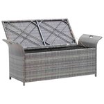 vidaXL Banc de rangement avec coussin gris 138 cm résine tressée
