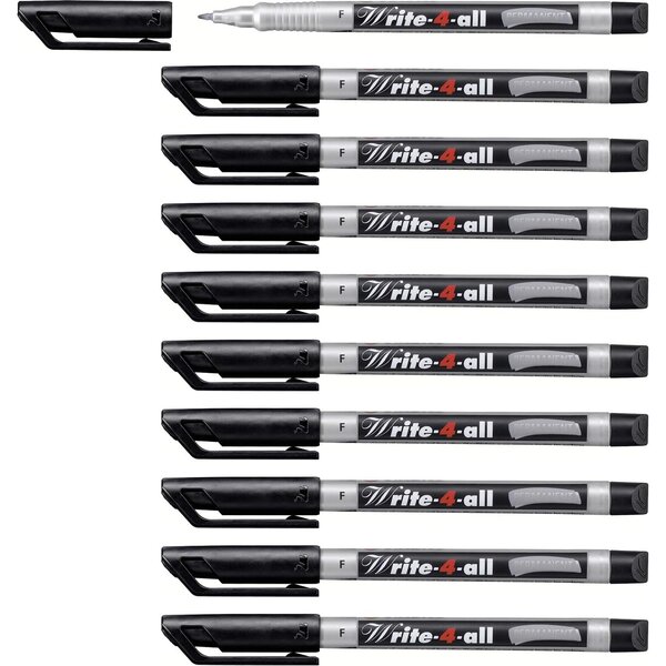 Stylo Feutre Permanent Write-4-all Pointe Fine 0 7 mm Noir x 10 STABILO