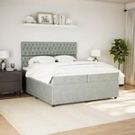 vidaXL Sommier à lattes de lit et matelas Gris clair 200x200cm Velours