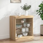 vidaXL Buffet avec lumières LED chêne sonoma 60 5x37x67 cm