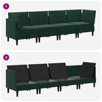 vidaXL Ensemble de meubles pour le salon 4 Pièces Vert foncé Velours