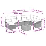 vidaXL Ensemble de Canapé de Jardin 9 Pièces avec Coussins Noir Rattan Poly Acacia