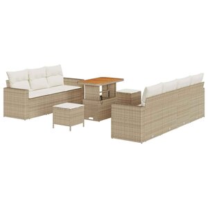 vidaXL Ensemble de canapé de jardin 10 Pièces Beige polyrotin
