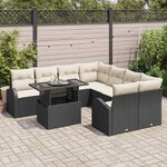 vidaXL Ensemble de canapé de jardin 9 Pièces Noir Poly Rattan
