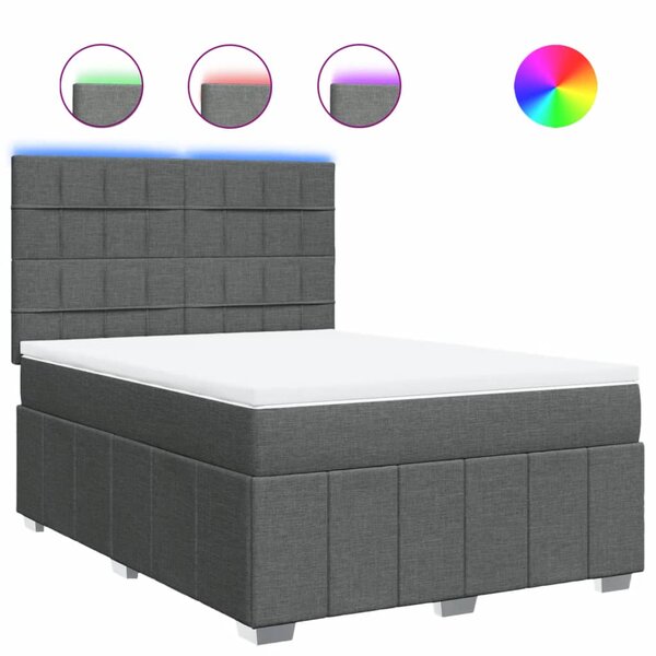 vidaXL Sommier à lattes de lit avec matelas Gris foncé 160x200cm Tissu