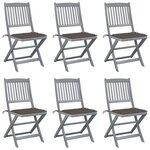 vidaXL Chaises pliables d'extérieur lot de 6 et coussins Bois d'acacia