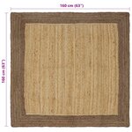 vidaXL Tapis de surface Gris 160 x 160 cm Jute