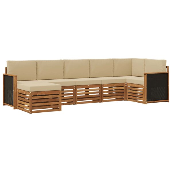 vidaXL Ensemble de canapé d'angle avec coussin 6 Pièces Naturel