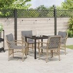 vidaXL Set de salle à manger de jardin de 5 pièces avec coussins beige en poly rattan