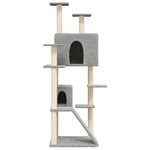 vidaXL Arbre à chat avec griffoirs en sisal Gris clair 153 cm