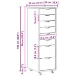 vidaXL Cabinet Roulant avec Tiroirs avec roue MOSS Vernis transparent