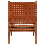 vidaXL Chaise pliable bandes croisées marron cuir véritable