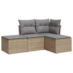 vidaXL Salon de jardin avec coussins 4 Pièces beige résine tressée