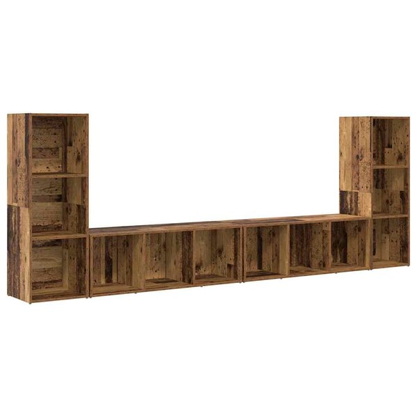 vidaXL Meuble TV 4 Pièces Bois ancien 37 x 35 x 107.5 cm Bois stratifié