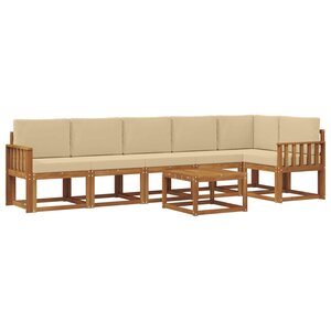 vidaXL Ensemble de canapés d'extérieur 7 pc Naturel et Beige
