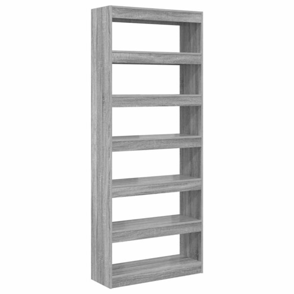 vidaXL Bibliothèque Gris Sonoma 80 x 30 x 198 cm Bois d'ingénierie