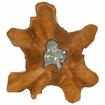 vidaXL Table basse 70x45 cm Bois de teck massif et polyrésine