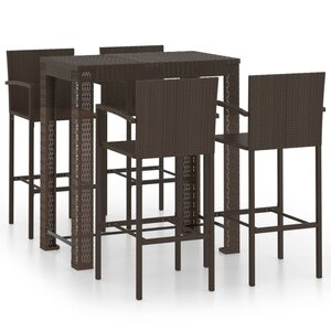 Jeu de bar de jardin 5 pièces avec accoudoirs résine tressée marron 02_0014486
