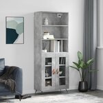 vidaXL Buffet haut Gris béton 69 5x34x180 cm Bois d'ingénierie
