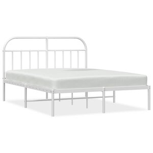 vidaXL Cadre de lit métal sans matelas et tête de lit blanc 150x200 cm