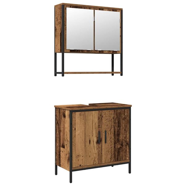 vidaXL Ensemble de mobilier de salle de bain avec étagère 2 Pièces Marron