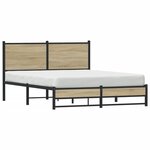 vidaXL Cadre de lit en métal sans matelas chêne sonoma 150x200 cm