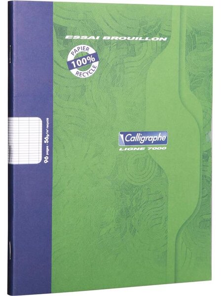 Cahier piqué brouillon 17x22 96p séyès 56g 100% recyclé CALLIGRAPHE